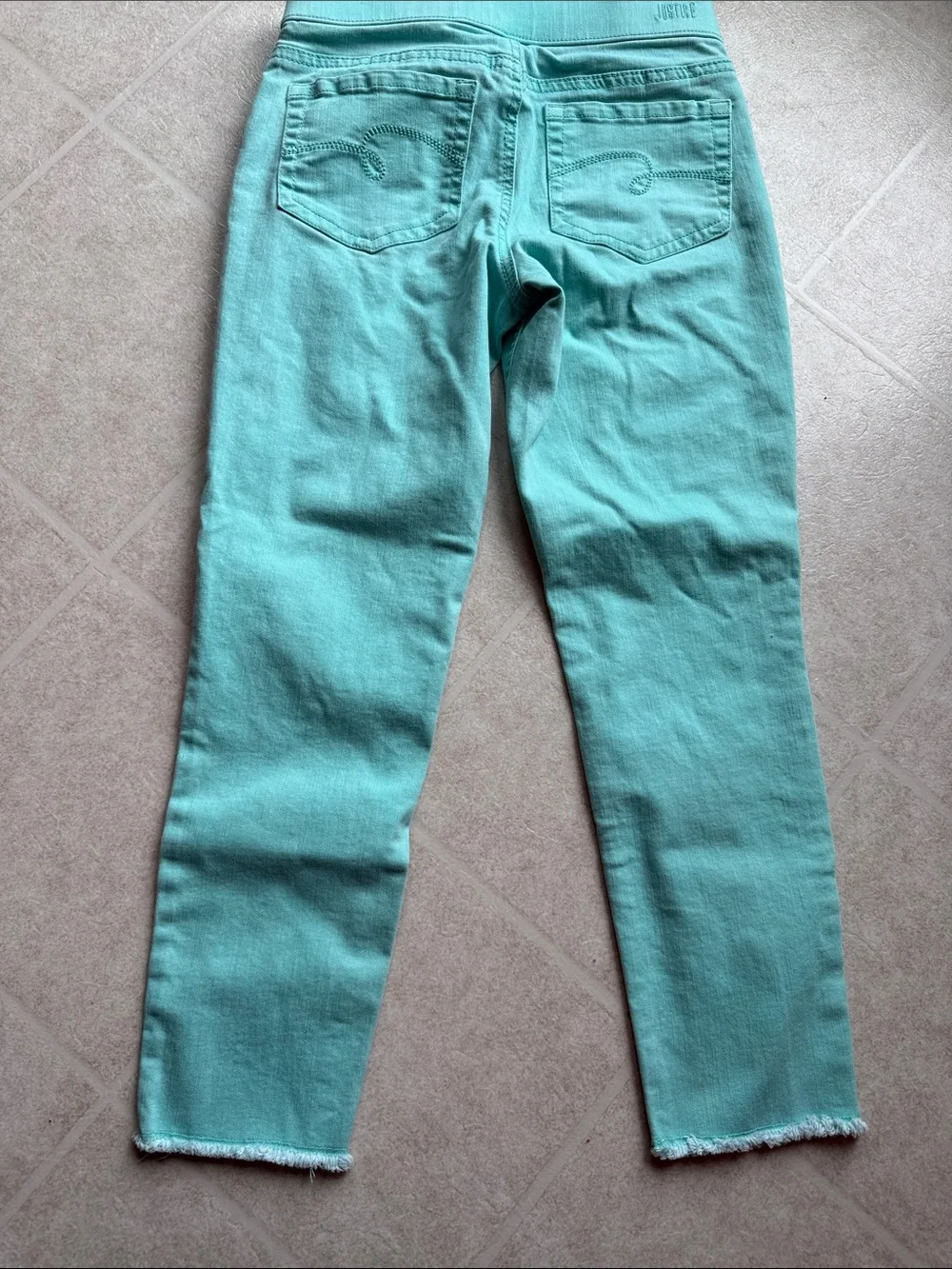 Justice Girls Aqua Turquoise Ankle Jeggings size 14
